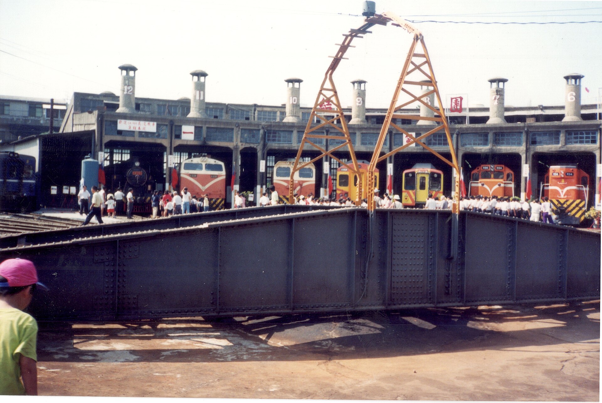 Roundhouse with locomotives in Changhua